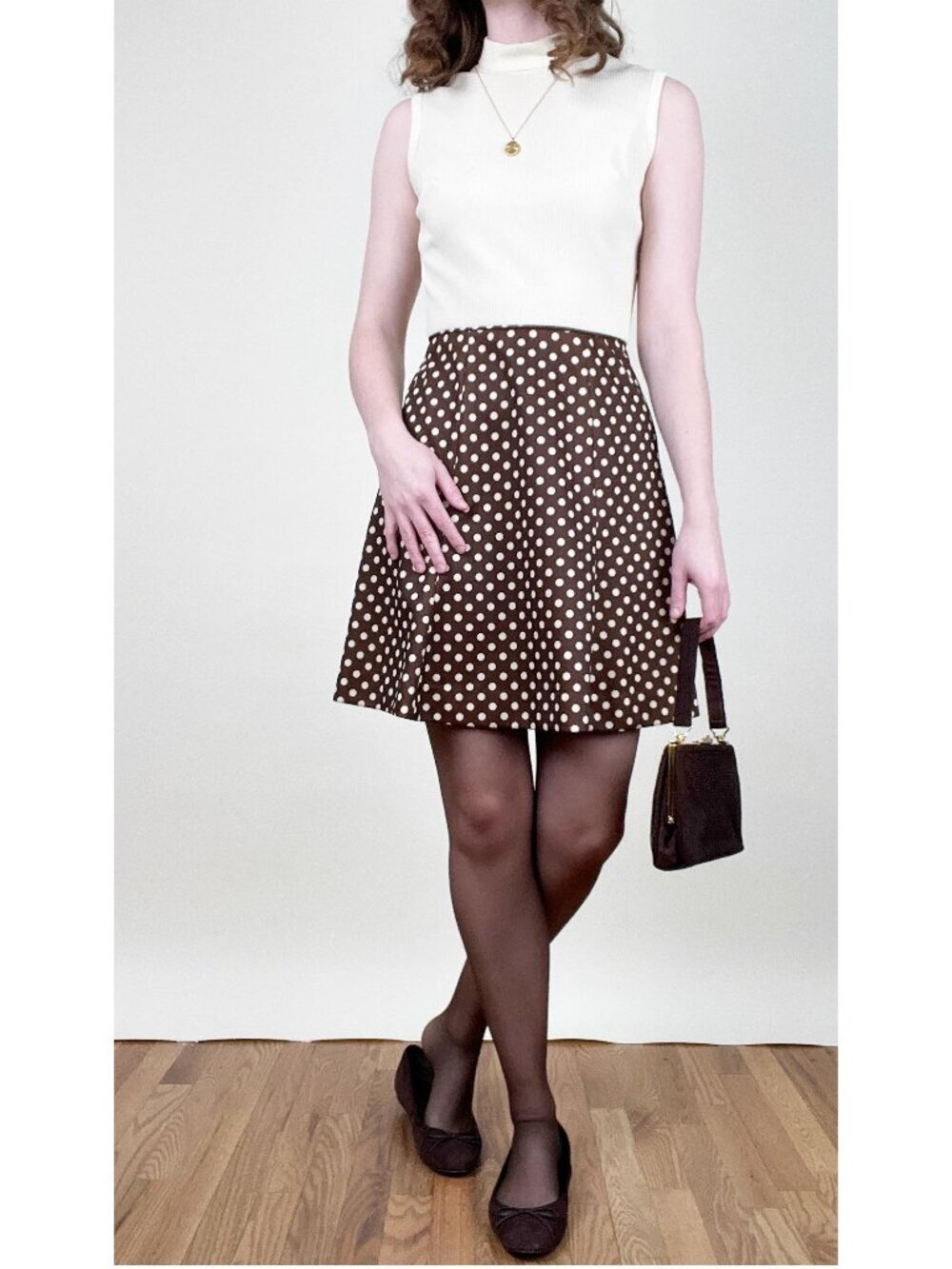 Vintage 1960s Mod Mini Dress High Waisted Prep A-Line Fit & Flare Preppy 60s 70s - Picture 6 of 9
